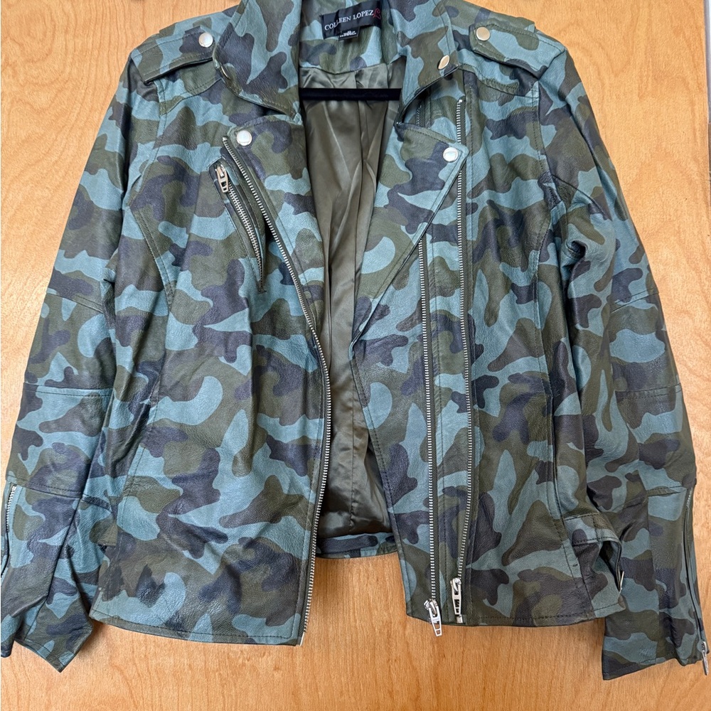 NWOT Camouflage Moto Jacket
